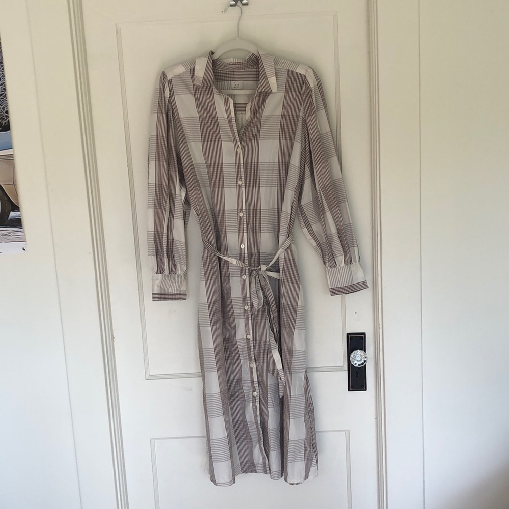 A new day midi plaid puff sleeve dress